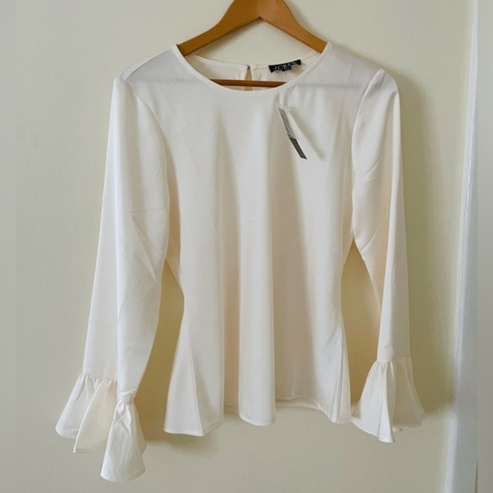 Elegant Cream Blouse with Ruffle Sleeves